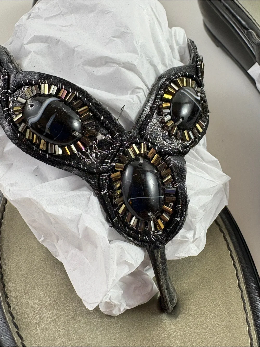 Pair of Black Bandolino Sandals w/ Stone Detail / Size 6